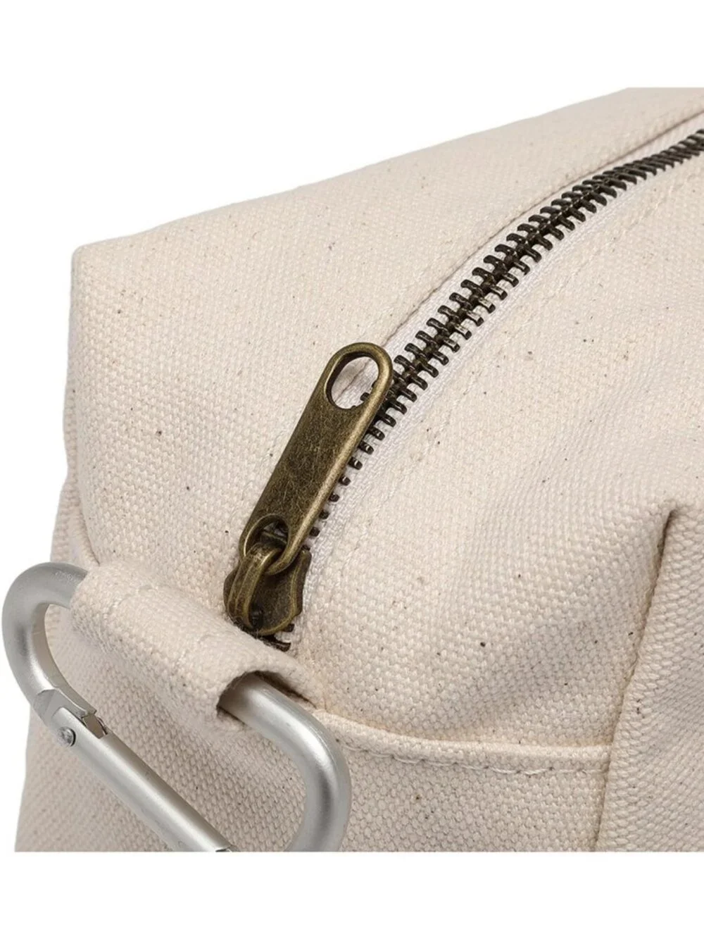 Stylish Travel Makeup Bag with Ring Clasp, Wristlet Organizer - Beige Cosmetic